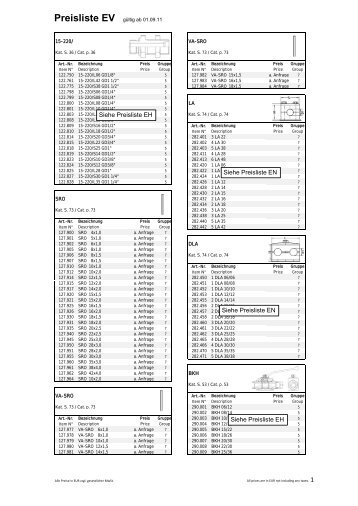 Preisliste EV