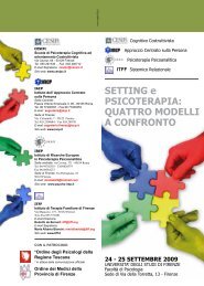 1Â° Convegno: Setting e Psicoterapia: quattro modelli a confronto