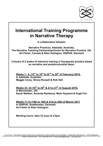 International Training Programme in Narrative Therapy