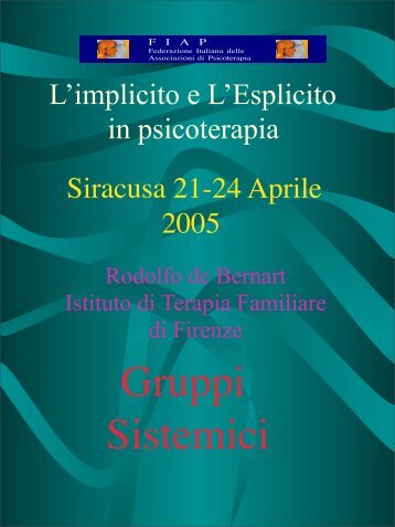 Gruppi Sistemici Siracusa 21 - Istituto di Terapia Familiare di Firenze