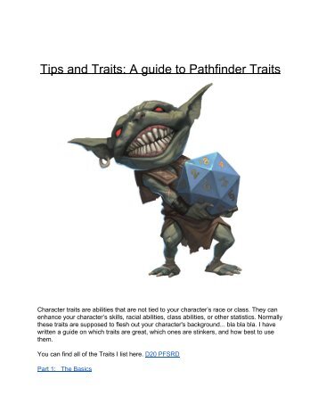 Tips and Traits: A guide to Pathfinder Traits
