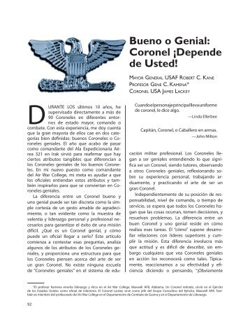 Coronel Â¡Depende de Usted! - Air & Space Power Chronicle