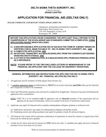 application for financial aid (deltas only) - Delta Sigma Theta ...