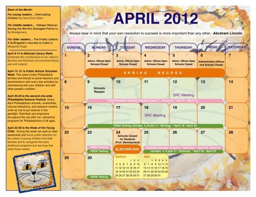 The Calendar of The School District of Philadelphia The Calendar of ...