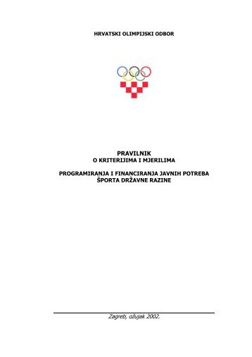 Pravilnik o kriterijima javnih potreba sporta - Hrvatski Olimpijski Odbor