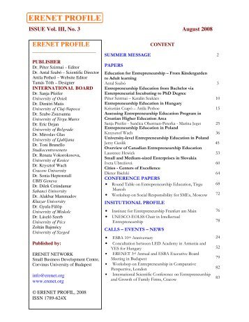 ERENET PROFILE issue 11. - Entrepreneurship Research and ...