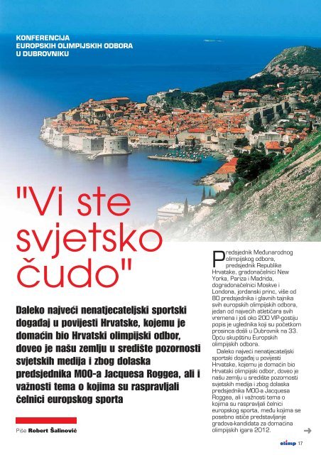 magazin hrvatskog olimpijskog odbora - Hrvatski Olimpijski Odbor