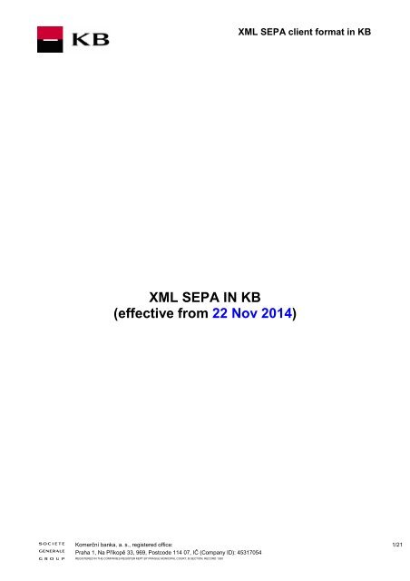 XML SEPA client format (PDF file) - Komerční banka