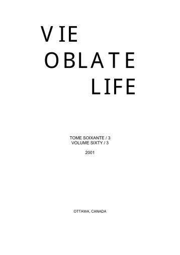 tome soixante / 3 volume sixty / 3 2001 - Missionary Oblates of Mary ...