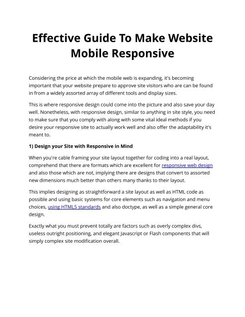 Effective Guide To Make Website Mobile Responsive