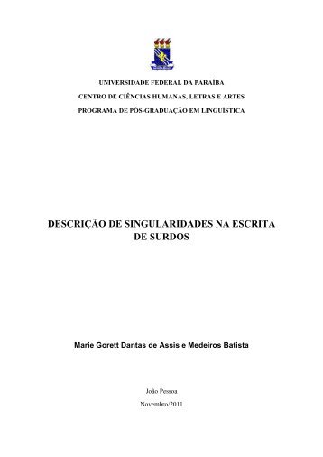 descriÃ§Ã£o de singularidades na escrita de surdos - DSpace/UFPB ...