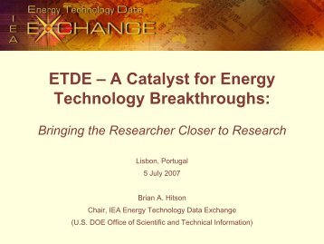 ETDE - A Catalyst for Energy Technology Breakthroughs: Bringing ...