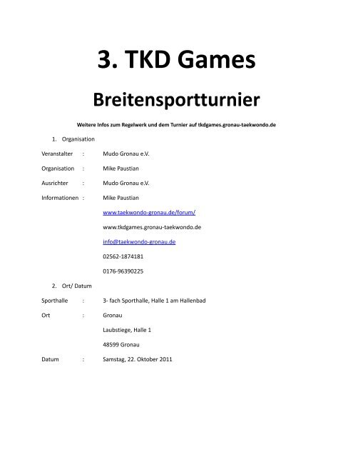 3. TKD Games Breitensportturnier - Baek-Ho Wulfen eV