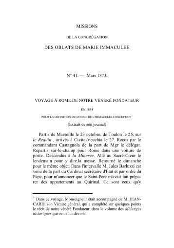 MISSIONS DES OBLATS DE MARIE IMMACULÃE NÂ° 41. Å Mars ...