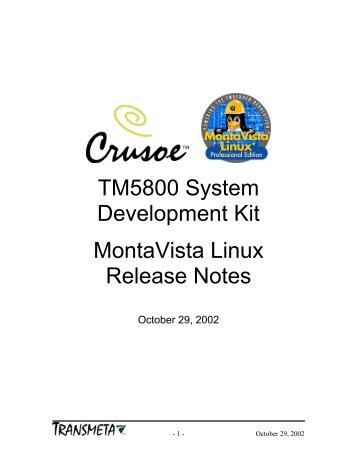 TM5800 System Development Kit MontaVista Linux Release Notes