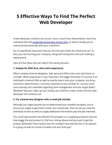 5 Effective Ways To Find The Perfect Web Developer