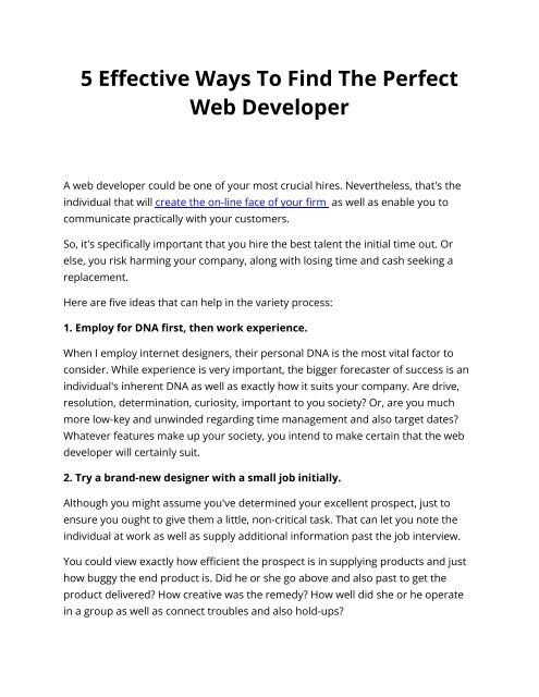 5 Effective Ways To Find The Perfect Web Developer