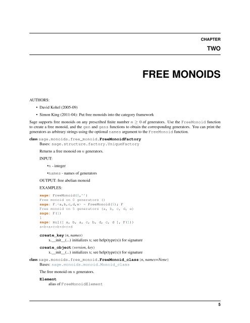 Sage Reference Manual: Monoids - Mirrors