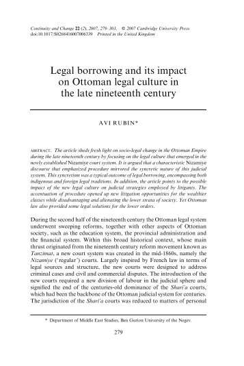 Legal borrowing and its impact on Ottoman legal culture in ... - PSI424
