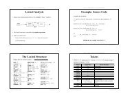 Lexical Analysis Example: Source Code The ... - Yale University