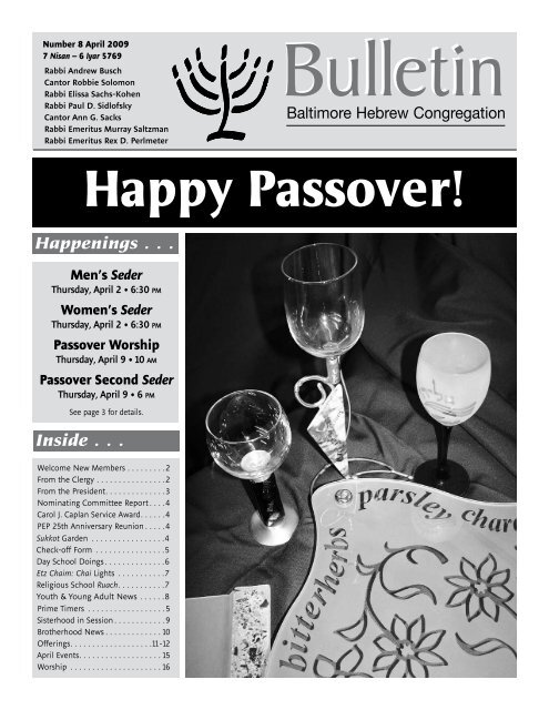 Happy Passover! - Baltimore Hebrew Congregation