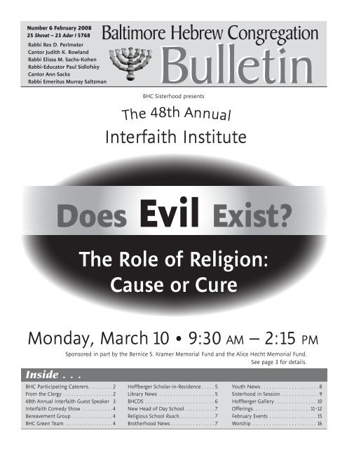 February Bulletin.indd - Baltimore Hebrew Congregation