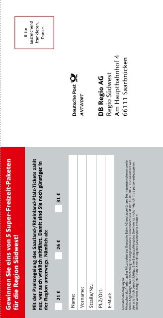 Der Flyer zum Saarland/Rheinland-Pfalz-Ticket - Bahn