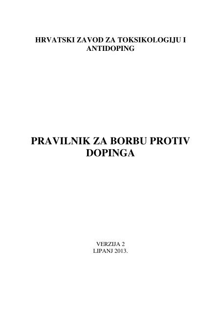 PRAVILNIK ZA BORBU PROTIV DOPINGA - Hrvatski Olimpijski Odbor
