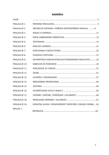 PRAVILNIK ZA BORBU PROTIV DOPINGA - Hrvatski Olimpijski Odbor