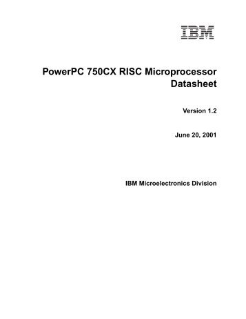 PowerPC 750CX RISC Microprocessor Datasheet - Home