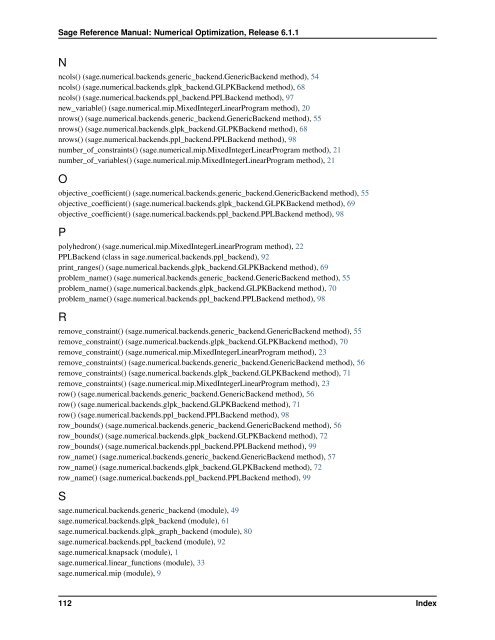 Sage Reference Manual: Numerical Optimization - Mirrors