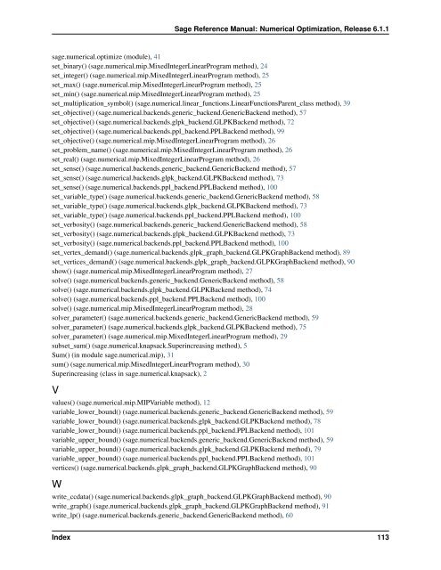 Sage Reference Manual: Numerical Optimization - Mirrors