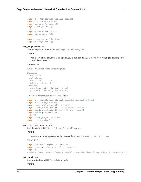 Sage Reference Manual: Numerical Optimization - Mirrors