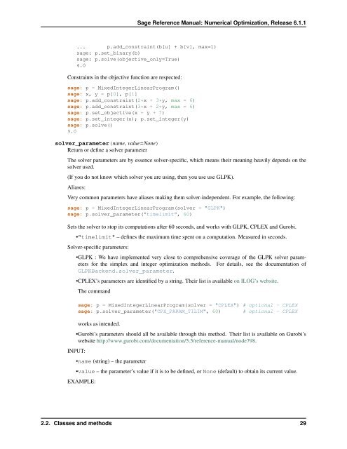 Sage Reference Manual: Numerical Optimization - Mirrors