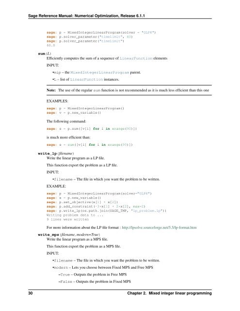 Sage Reference Manual: Numerical Optimization - Mirrors