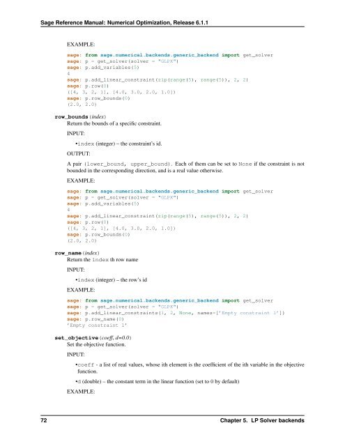 Sage Reference Manual: Numerical Optimization - Mirrors