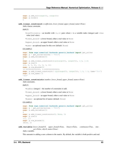 Sage Reference Manual: Numerical Optimization - Mirrors