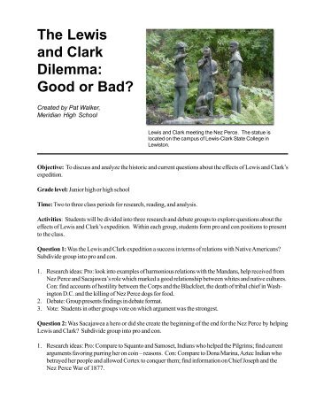 The Lewis and Clark Dilemma: Good or Bad? - Idaho State ...