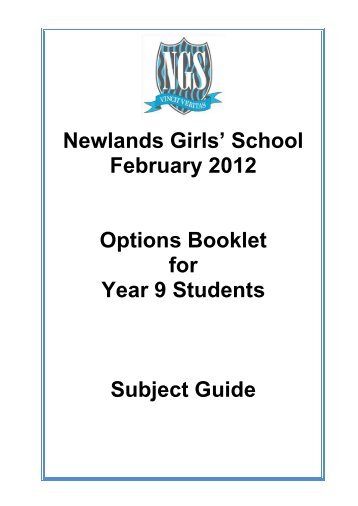 Year 9 Options Booklet 2012 - Newlands Girls' School