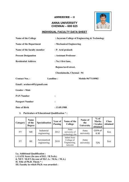 Mr P.Arul Prakash - Jayaram College of Engineering and Technology