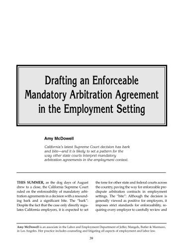 Drafting an Enforceable Mandatory Arbitration Agreement ... - ALI CLE