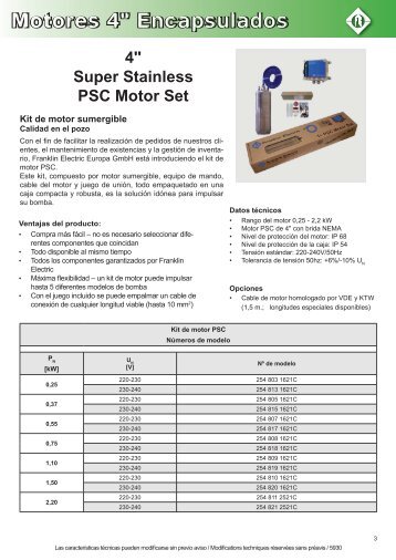 PSC Motor Set DS Espa.pdf - Franklin Electric Europa