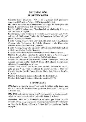 Curriculum vitae di Giuseppe Lorini - Università degli Studi di Milano