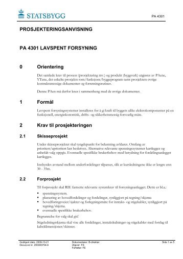 PA 4301 Lavspentforsyning - Statsbygg