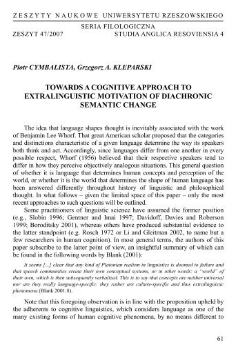 towards a cognitive approach to extralinguistic motivation of ...