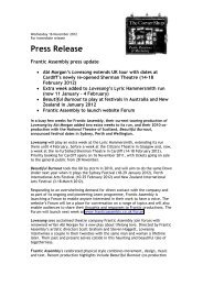 Press Release - Frantic Assembly