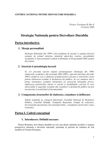 strategia nationala pentru dezvoltare durabila - Centrul National ...