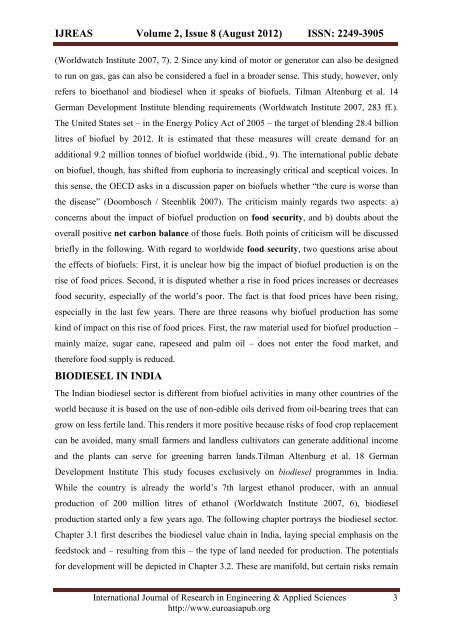 scope of biodiesel in india - Euroasiapub.org