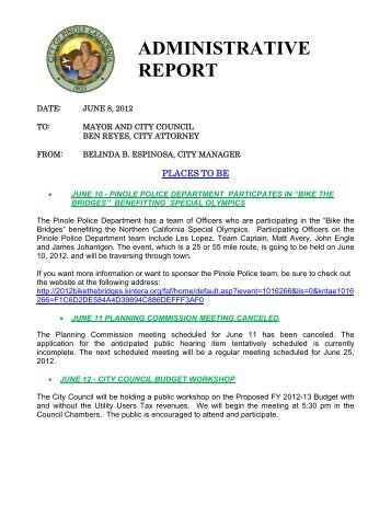 ADMINISTRATIVE REPORT - City of Pinole