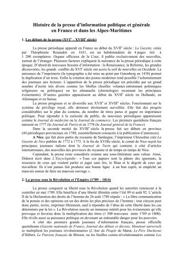 Histoire de la presse d'information politique et générale en France et ...